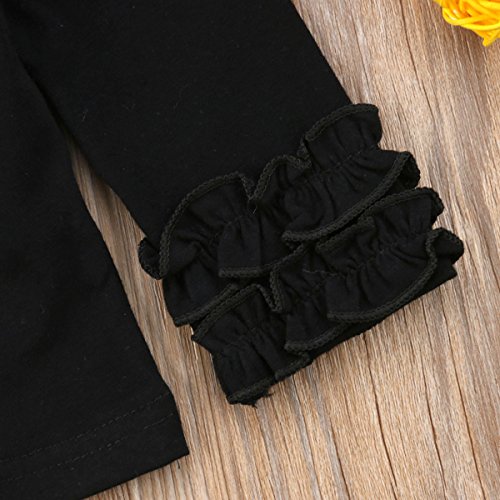 Toddler Baby Girl Basic Plain Ruffle Cuff Long Sleeve Cotton T Shirts Tee Tops (Black, 4-5T) #TOP5