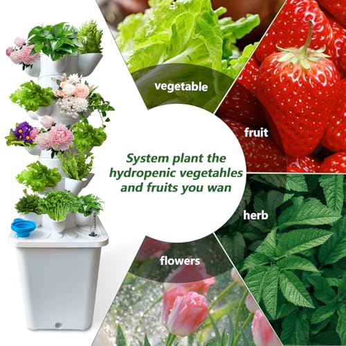 chicify 25 Plants Hydroponic Tower, Hydroponics Growing System Tower, Hydroponics Tower with Timer Automatic Watering, Vertical Hydroponic Tower, Planter Germination Kit for Herbs Vegetables Fruits by chicify - Image 6
