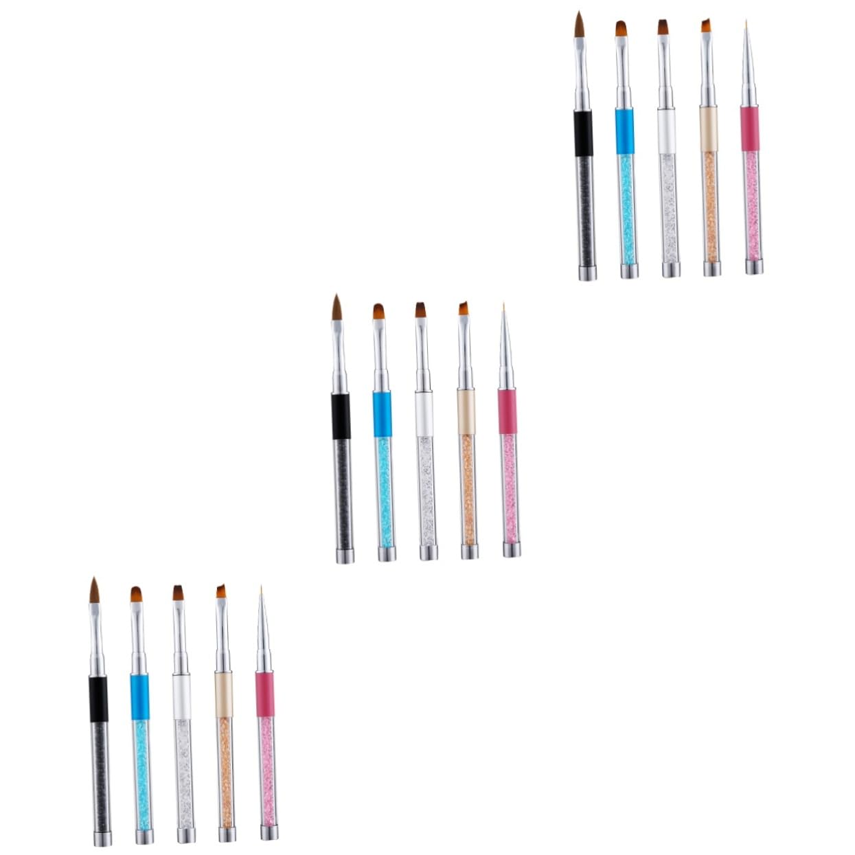 minkissy 3 Set Di Strumenti Per Nail Art Pennello Per Unghie Penna Manico Strass Per Salone Di Casa 5 Pezzi * 3