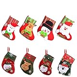 Calcetín de Navidad,8 pcs Medias de Navidad Bolsa de Regalo,para Bolsa de regalo de saco de Navidad para la decoración del árbol Calcetín de decoración navideña Para llenar y colgar (Estilo de letra)