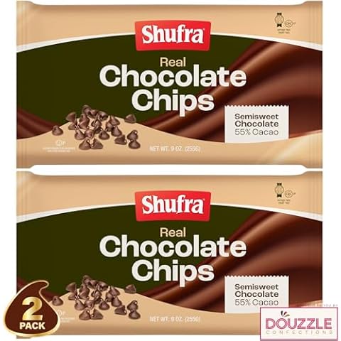 DOUzzle Dark Chocolate Chips for Baking - 55% Cocoa Semi-Sweet (9 OZ, Pack of 2) All Natural, Vegan, Dairy Free, Lecithin Free, Gluten Free & Kosher for Passover - For Cookies, Cakes, Cupcakes Cover