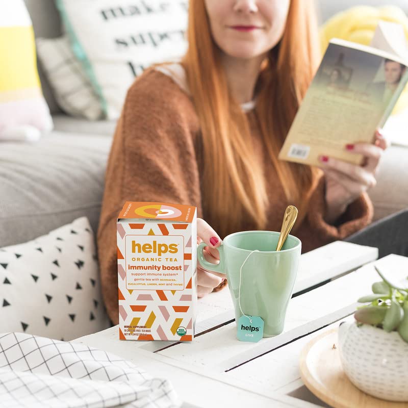 Miniatura 3 de Ayuda a los tés  Ayuda a aumentar la inmunidad  Mezcla de hierbas orgánicas de equinácea, eucalipto, menta, tilo, tomillo y sabor natural a miel.