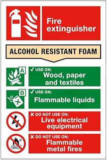 Fire Extinguisher SG15 Alcohol Resistant Foam Sign Metal Sign 12 x 16 Inches – Clear Signage for Walls, Fences