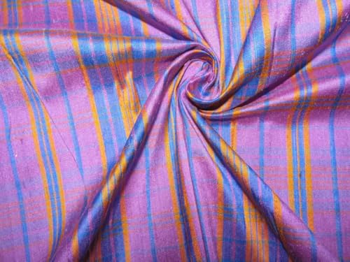Dupion 100 % soie au mètre tissu bleu violet moutarde largeur 137 cm