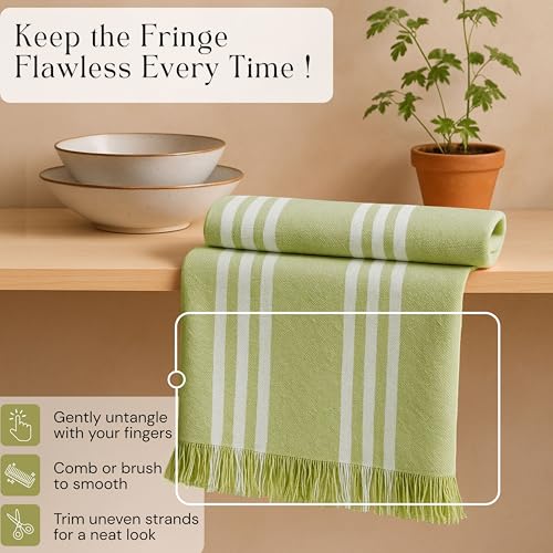Image of Stripe Tea Towels 4 Pack, 16x26 Inches, Dish Towels for Kitchen Drying, Reusable Rags, Absorbent and Washable Cloths, Cleaning Towels for Dishes and Everyday Use - Lemon Green