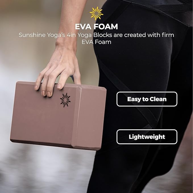 Miniatura 4 de Sunshine Yoga Bloque de yoga de 4 pulgadas, paquete de 10 bloques de yoga de espuma EVA a granel, ladrillo de yoga firme y de apoyo, espuma de