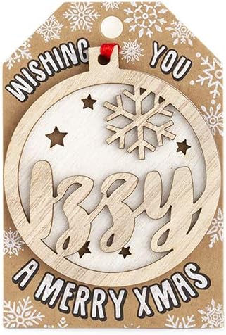 Stands Out, Supplying Outstanding GiftsStands Out, Supplying Outstanding Gifts Personalised Wooden Izzy Name White Hanging Christmas Tree Bauble Decoration