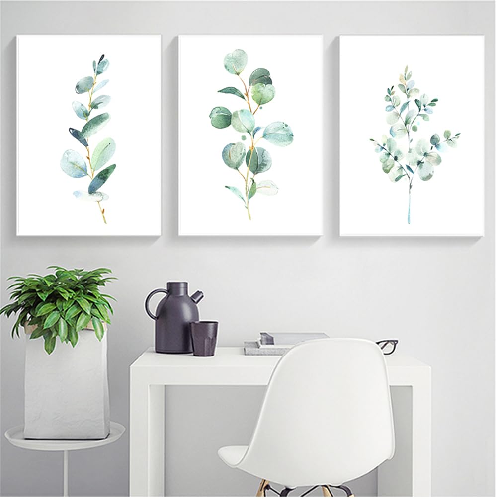 WBYZAC Art Prints-Abstract Watercolor Print Floral Leaf Botanical Greenery Leaves Wall Art Canvas Painting Green Wild Posters Kitchen Home Room Decor-50 * 70cm*3PCS (No Frame)