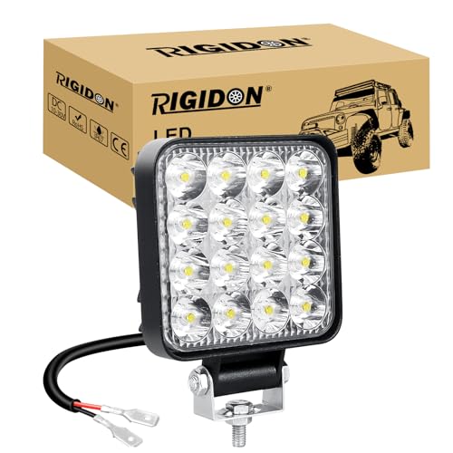 RIGIDON 1 Pcs Faro de trabajo rectangular, 3.3 pulgadas mini 48W, Spot lámpara para off road camión coche ATV 4x4 tractor moto, Exterior foco led 12v 24v spotlights faros antiniebla
