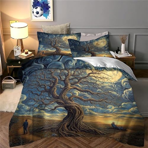 Housse de couette 200x200 arbre mystique 3D résistante pour lit double