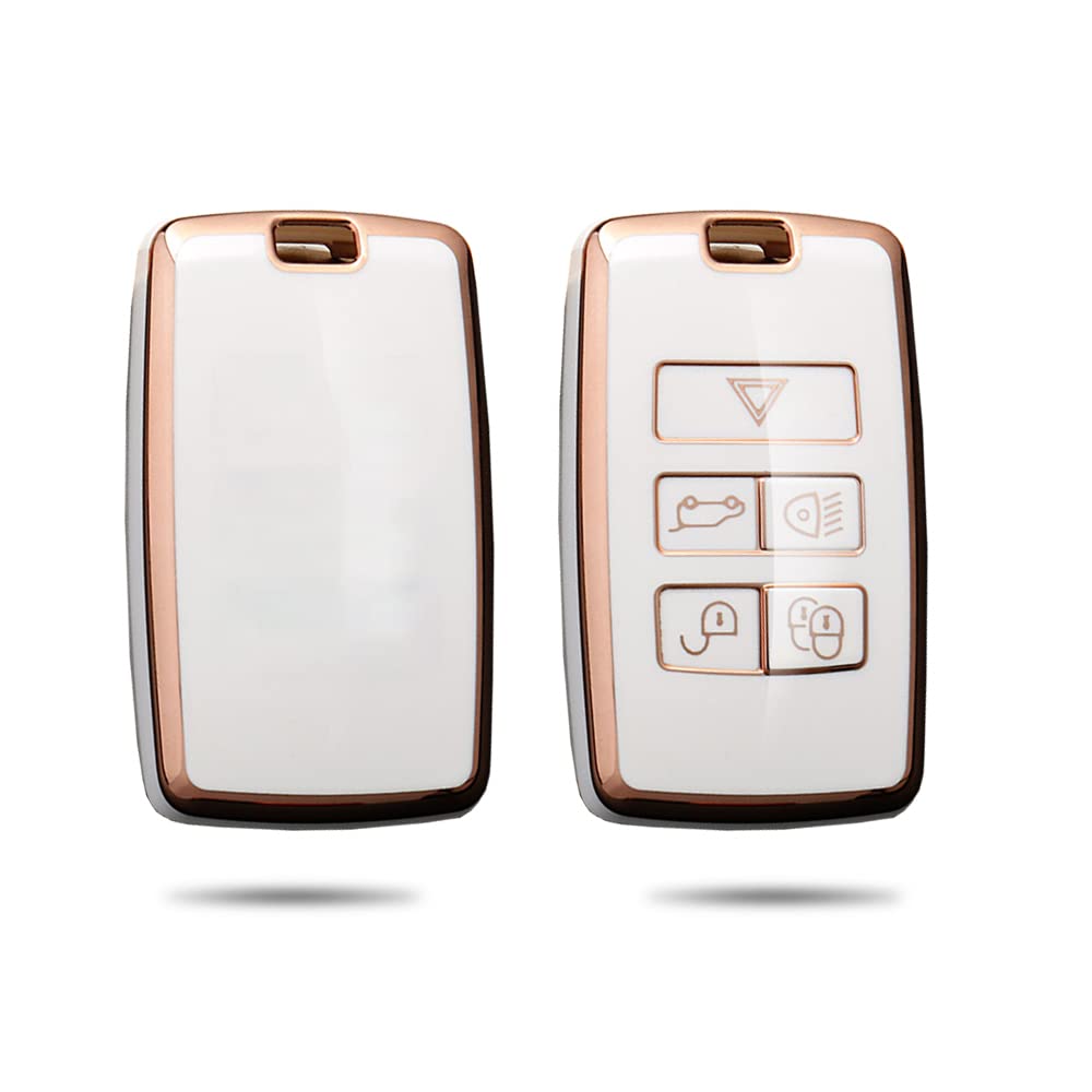 ontto TPU Car key case cover Fit for Land Rover Defender Discovery Sport fit for New Range Rover Evoque Sport Velar fit for Jaguar E-Pace Key Bag Shell Holder bag keychain keyring Accessories Beige B