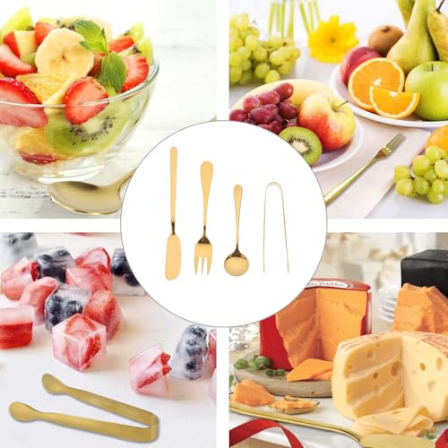 Juego de utensilios para queso dorado en acero inoxidable para cenas con amigos 4