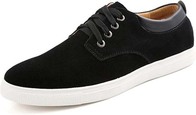 Mens Casual Suede Lace-Up Loafers Classic Flat Sole Sneakers