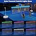 Pool Volleyball Net Set with LED Lights, Solar Powered Volleyball Net with Adjustable 15ft-32ft Length for Inground Pools, Portable Water Volleyball Game Toy with 2 Balls & Pump for Pool Entertainment