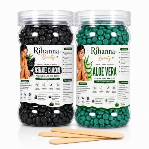 Brazilian Hard Wax Beans | Bean Wax for Facial, Underarm & Body Hair Removal | Home Salon Use | Aloe Vera & Activated Charcoal | Pack of 2 (300g Each)