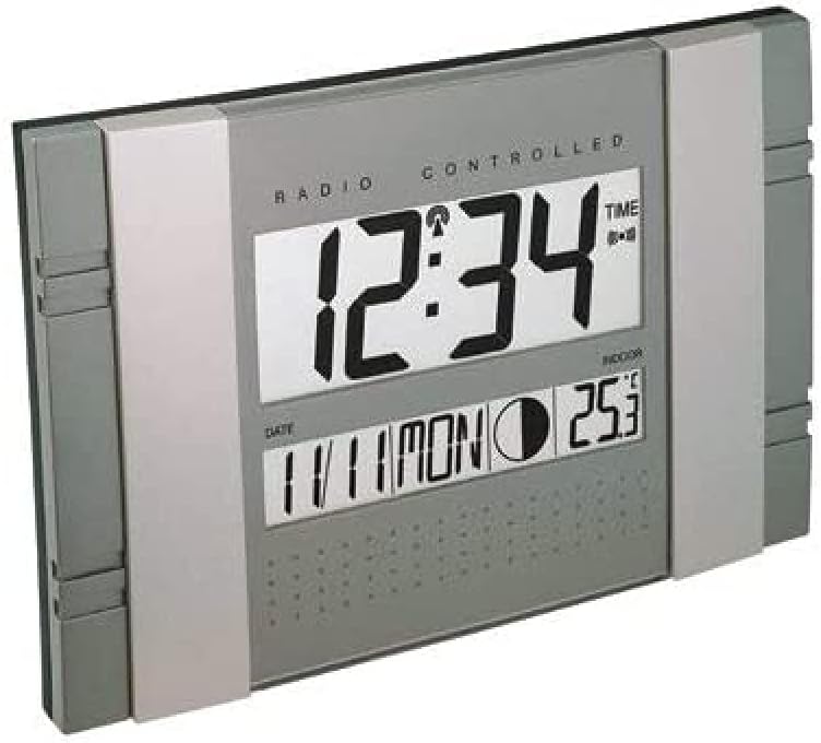 technoline Radio Controlled Clock with Manual Setting Option, Grey