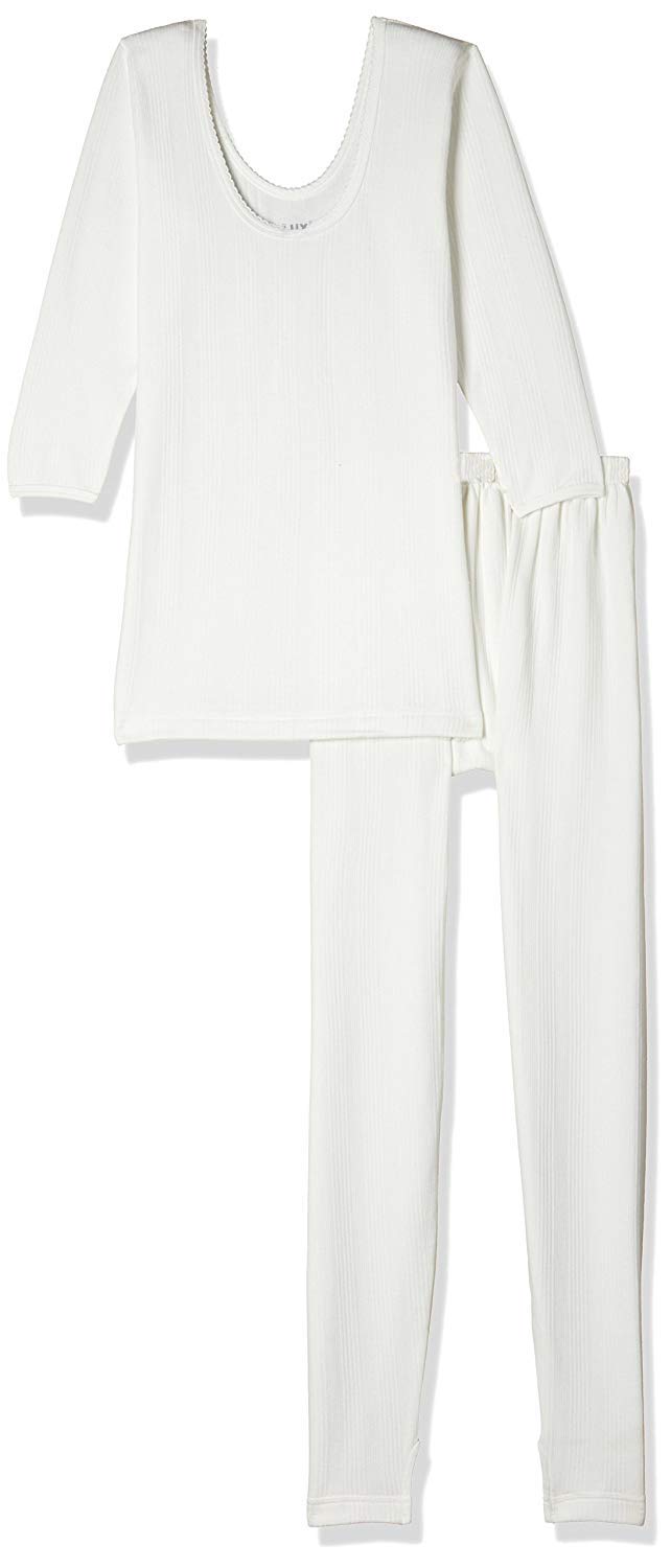 Ladies 3/4 Thermal Top and Lower Set (White, 105)-image-26