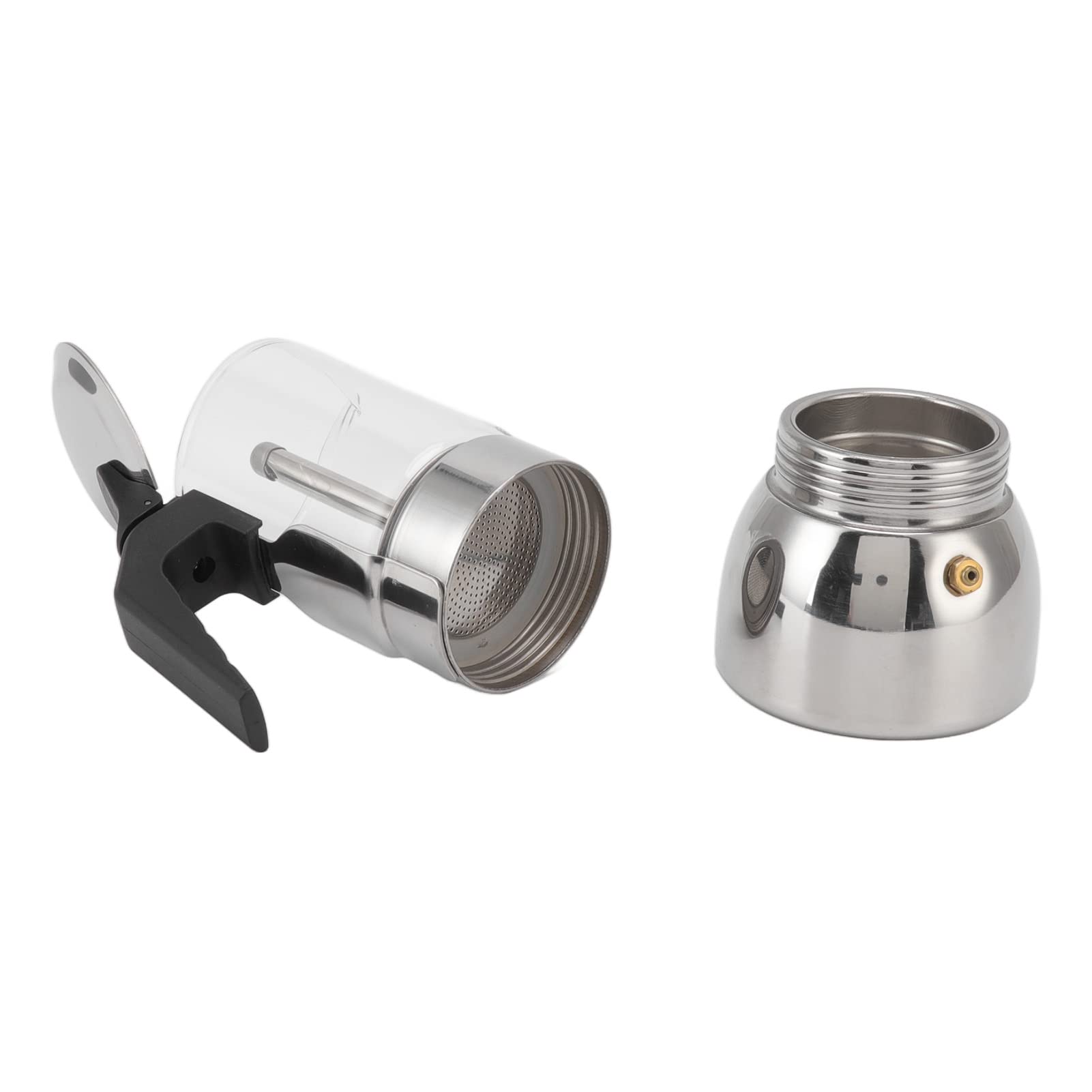 Caffettiera meccanica in vetro, caffettiera classica italiana portatile, acciaio inossidabile resistente al calore, macchina per caffè espresso per casa e bar (200 ml)