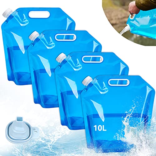 Huanmin 4 Stück Wasserkanister Faltbar,Faltbarer Wasserbehälter mit dichtem Deckel,Wasserkanister für Camping, Outdoor etc, wasserbehälter, mit Schraubdeckel, 100% dicht. (10L) Cover