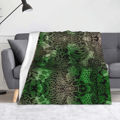 Couverture serpent vert 127x152 cm douce et chaude légère