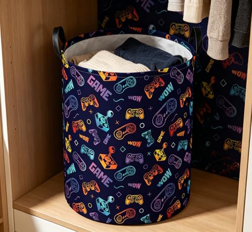 Image of Essme Kids Laundry Basket,Game Hamper Collapsible Waterproof Storage Bin for Boys,Gift Baskets(Color Game)