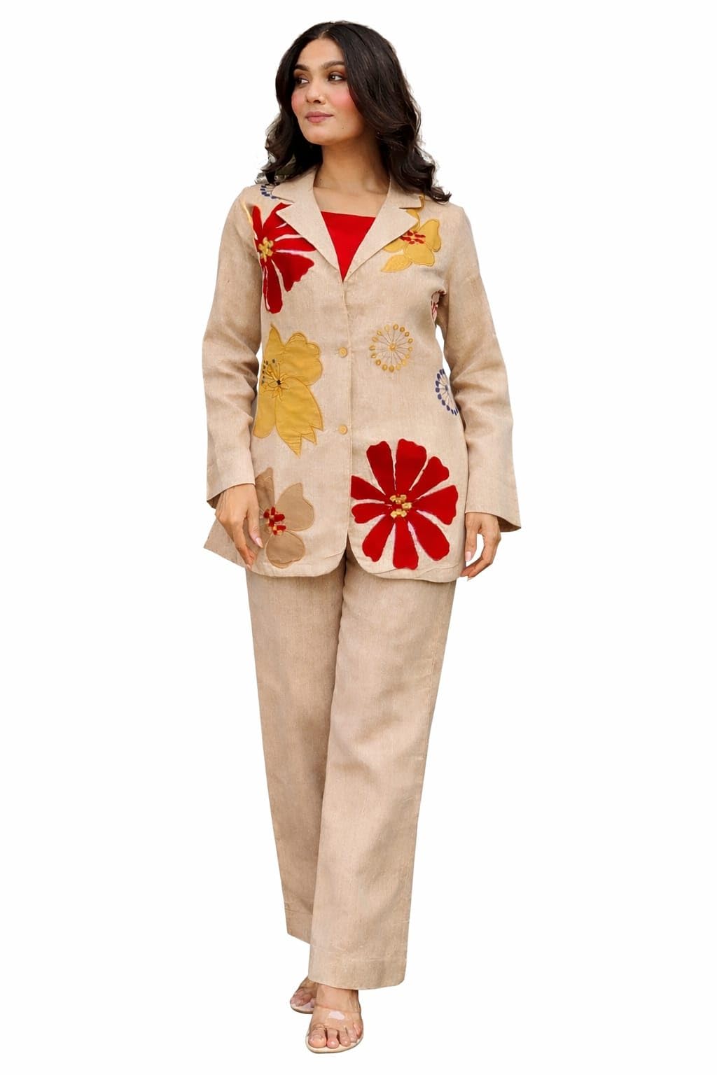 T.K Enterprises Chitr a Creation Women’s Embroidery Blazer Three Piece Set