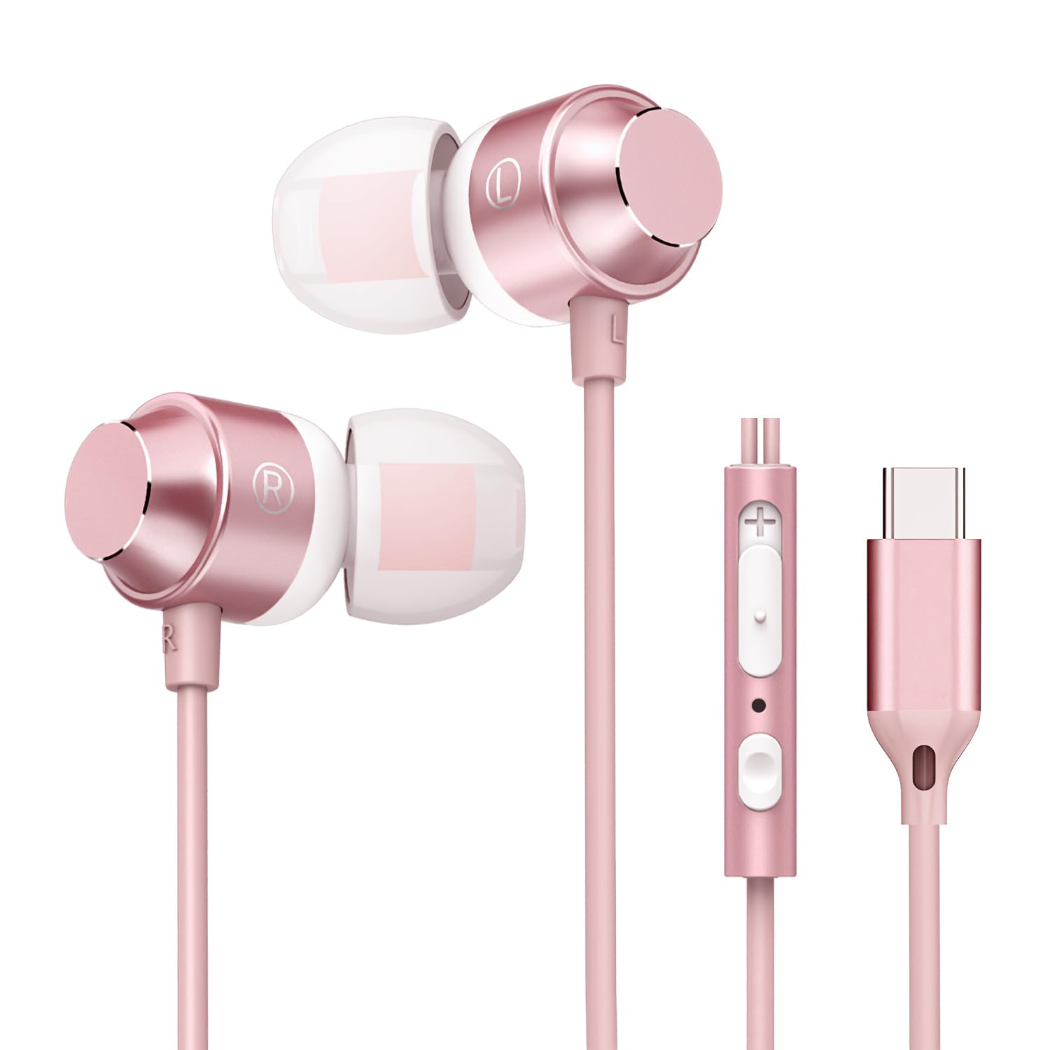 Amazon.com: USB C Earbuds Rose Gold, Type C in Ear Headphones