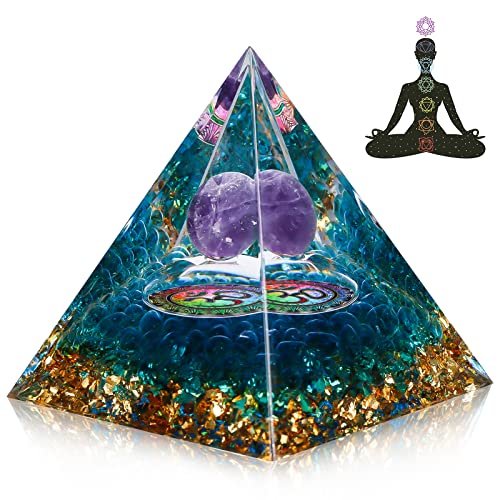 Orgonita, pirámide de orgones reiki, cristal pirámide, regalo espiritual para energía, chakra, meditación, yoga, decoración del hogar (6 cm) Cover