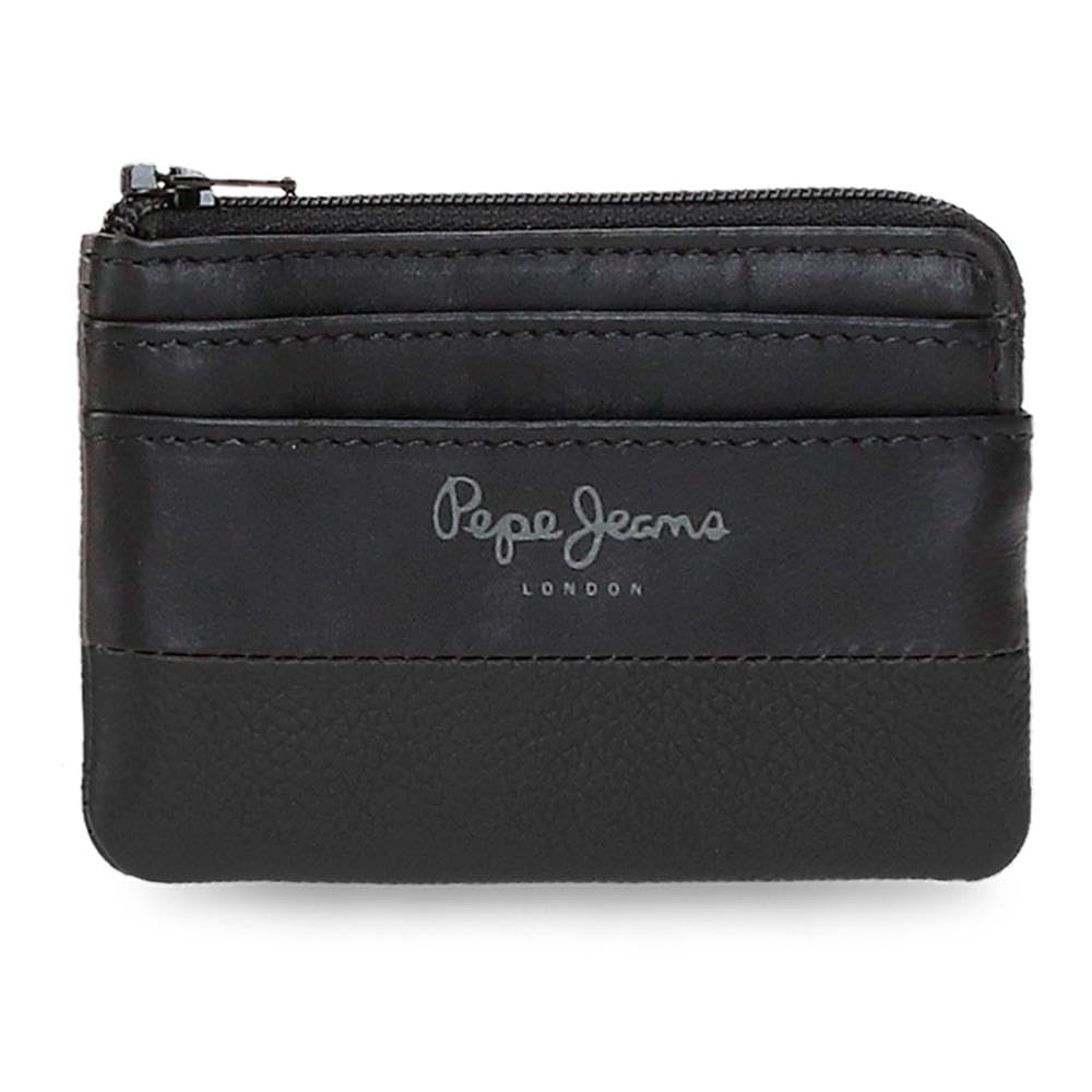 Pepe Jeans Double Porte-Monnaie Noir 11 x 7 x 1,5 cm Cuir by Joumma Bags, Noir, Talla única, Porte-Monnaie