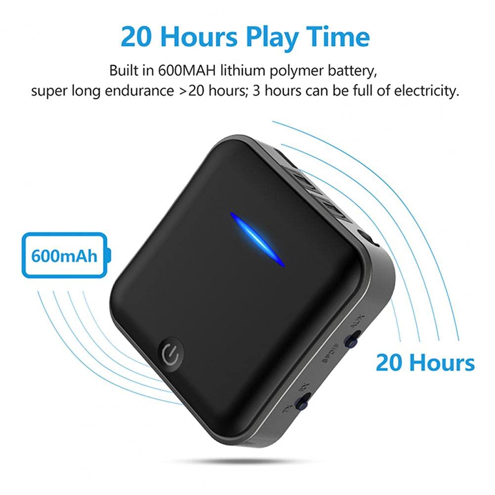 Transmisor de Audio Bluetooth 5.0 Receptor Inalámbrico HD Óptico Toslink Aux/RCA y Amplificador Adaptador óptico Adecuado para TV/Auriculares