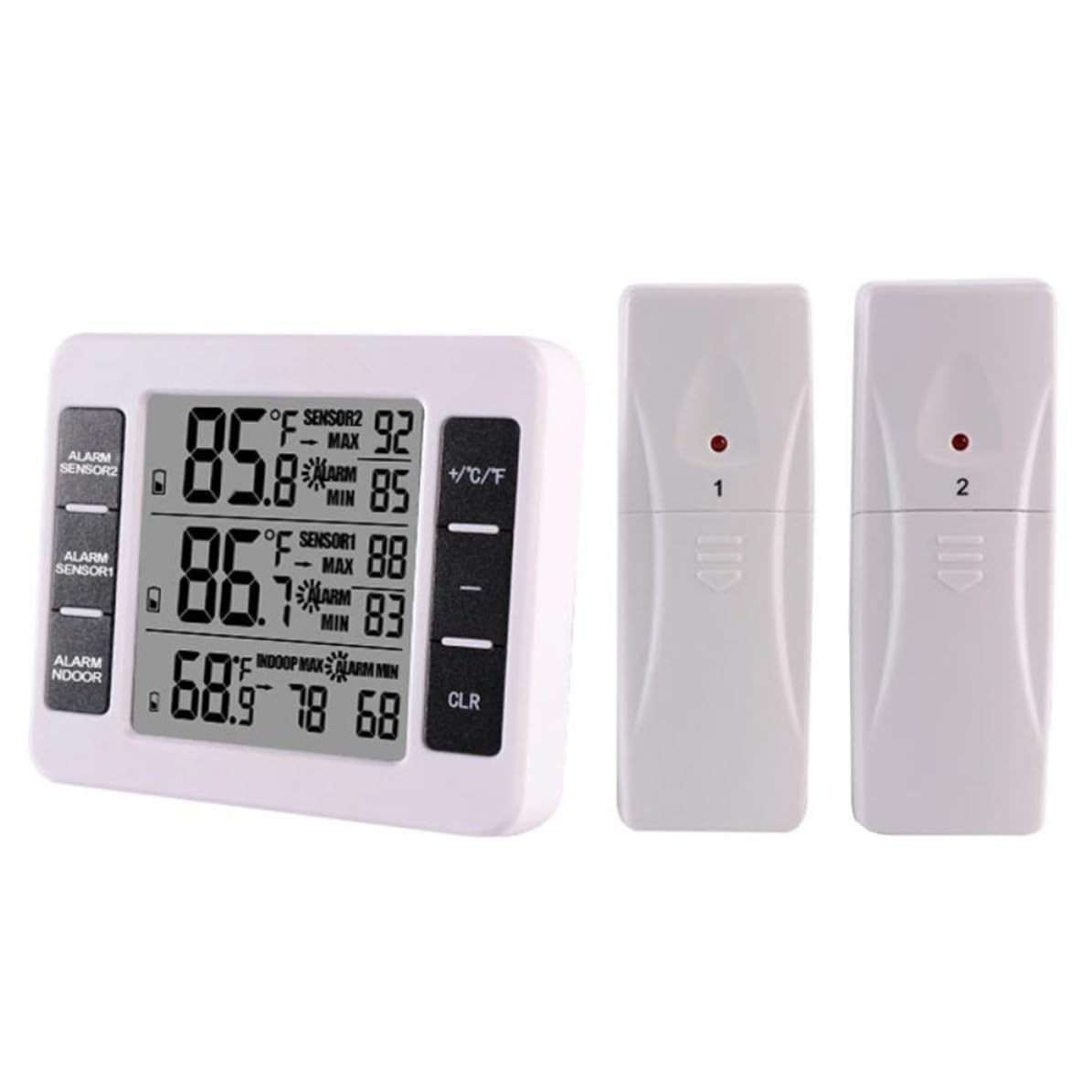 Termómetro Digital Inalámbrico con Pantalla Lcd para Interiores y Exteriores, Soporte Incluido y Alcance de 100 Metros sin Obstáculos, Material Plástico y Magnetizado