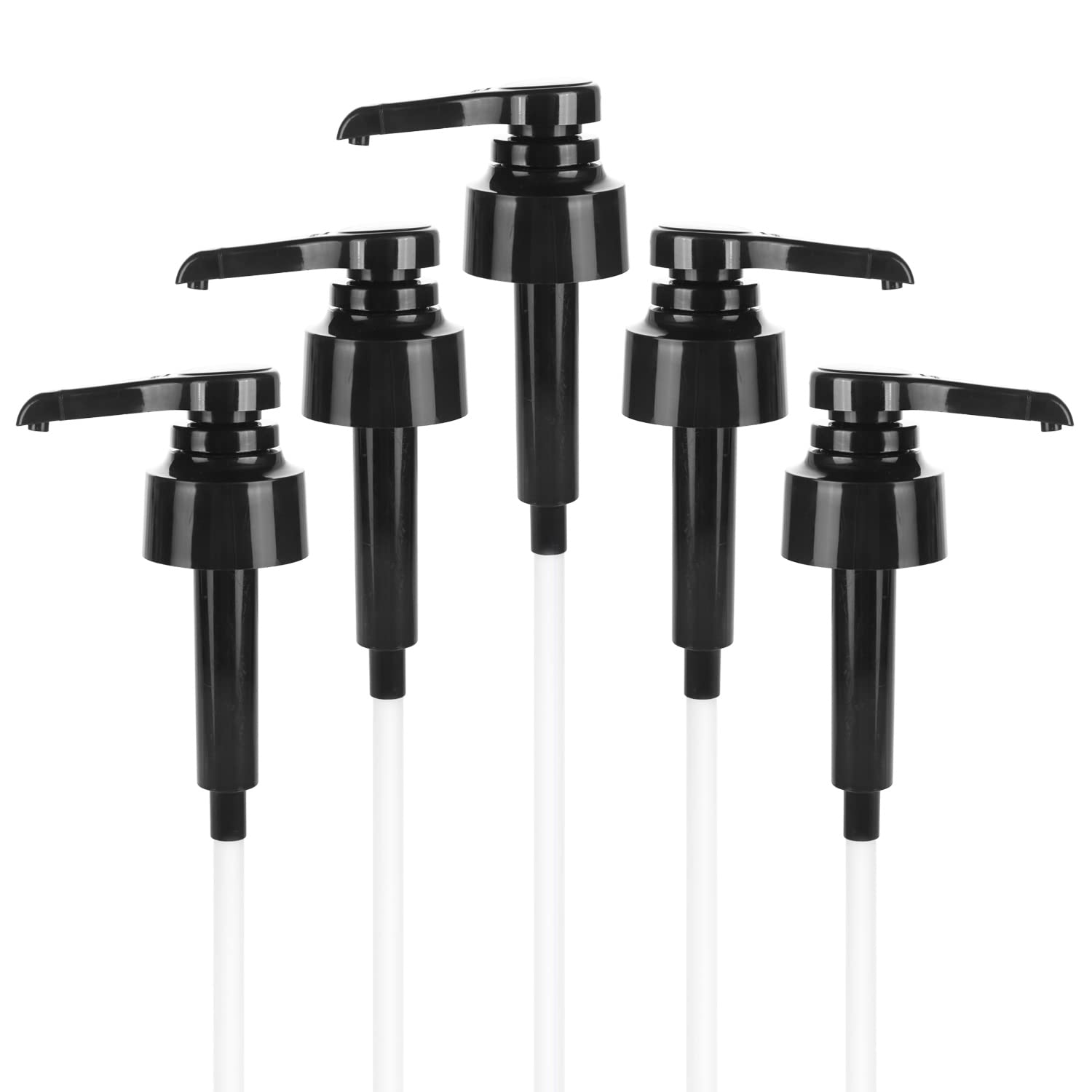 5 Pcs Black Syrup Pumps Universal Coffee Pump Replacement Syrup Bottle Pump (Monin 1 Liter Plastic Bottles Only) Compatible with Torani, Upouria, Davinci, Monin