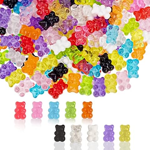LYroo Kawaii Gummy Bear Charms Resin Flatback 3D Charms for Nail Art Supplies,Slime Cover