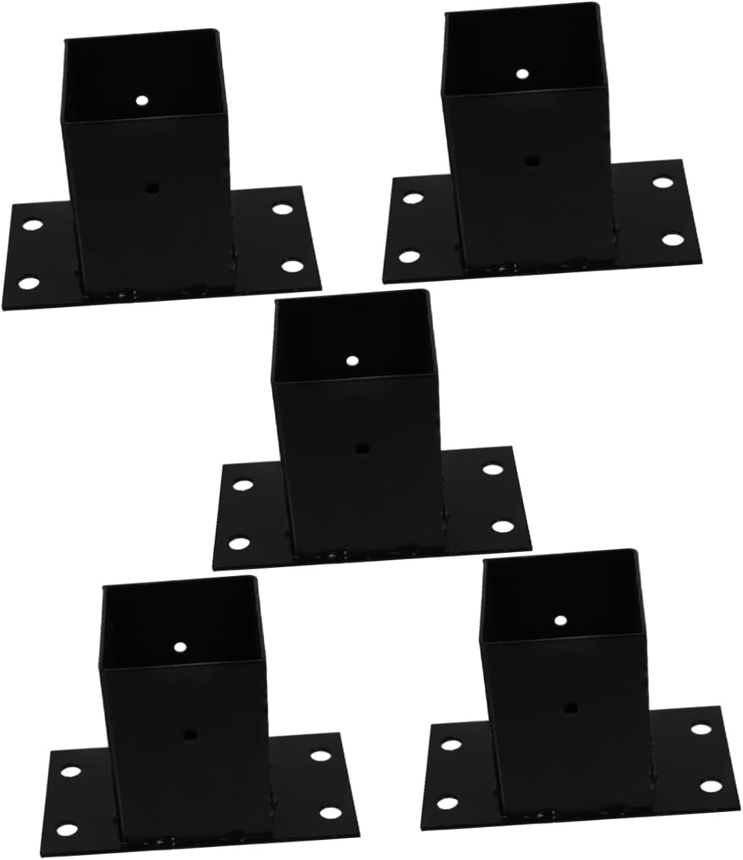5pcs Heavy Duty Post Base for Mailbox Metal Deck Railing Support Bracket Easy to Install Black for Pavilion Deck and Fence Use