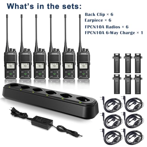 Image of SAMCOM FPCN10A 2 Way Radios with Charging Station, 3000mAh High Power Two-Way Radios Walkie Talkies for Adults, Group Call UHF Handheld Radios for Commercial Church Warehouse Security, 6 Pcs | UHF 2 Way Radios Group Call Walkie Talkies for Adults, 3000mAh Long Standby for School Church Business Warehouse Security