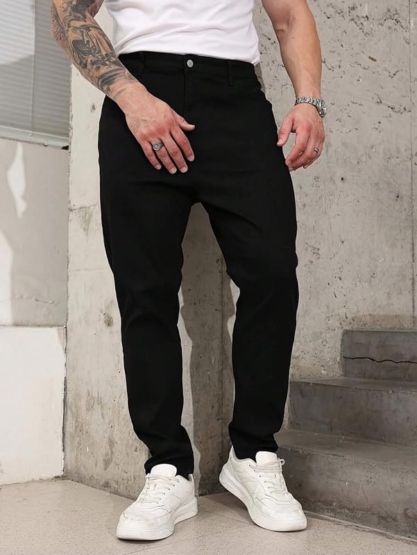 Image of London Hills Men's Regular Fit Mid Rise Cotton Jeans for Man | Straight Fit Jeans for Man | Pant | Mens Bottom Wear | Pants | Jean's for Men | Jins Pant for Men | Denim Jeans