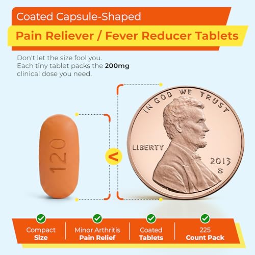 Image of TIME-Cap Labs Ibuprofen 200mg Pain Reliever & Fever Reducer, 225 Caplets | Temporarily Relieves Minor Aches & Pains due to Headache, Toothache, Backache, Muscular Aches & Menstrual Cramps | For Adults