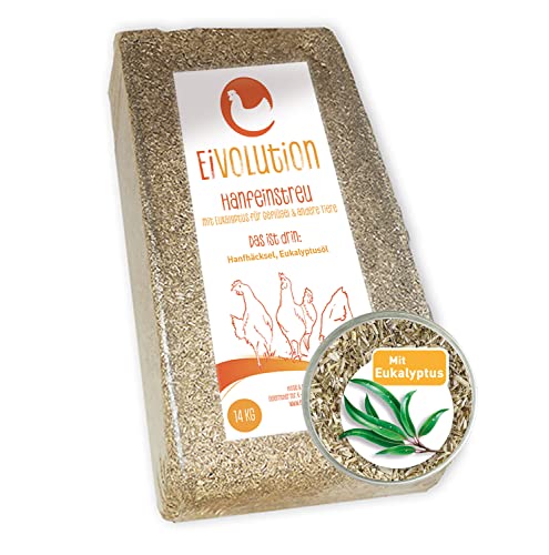 eivolution Hanfeinstreu mit Eukalyptus | 14 KG | Für Hühner, Nager wie Meerschweinchen und Kaninchen & Pferde | Extrem Saugfähig Cover