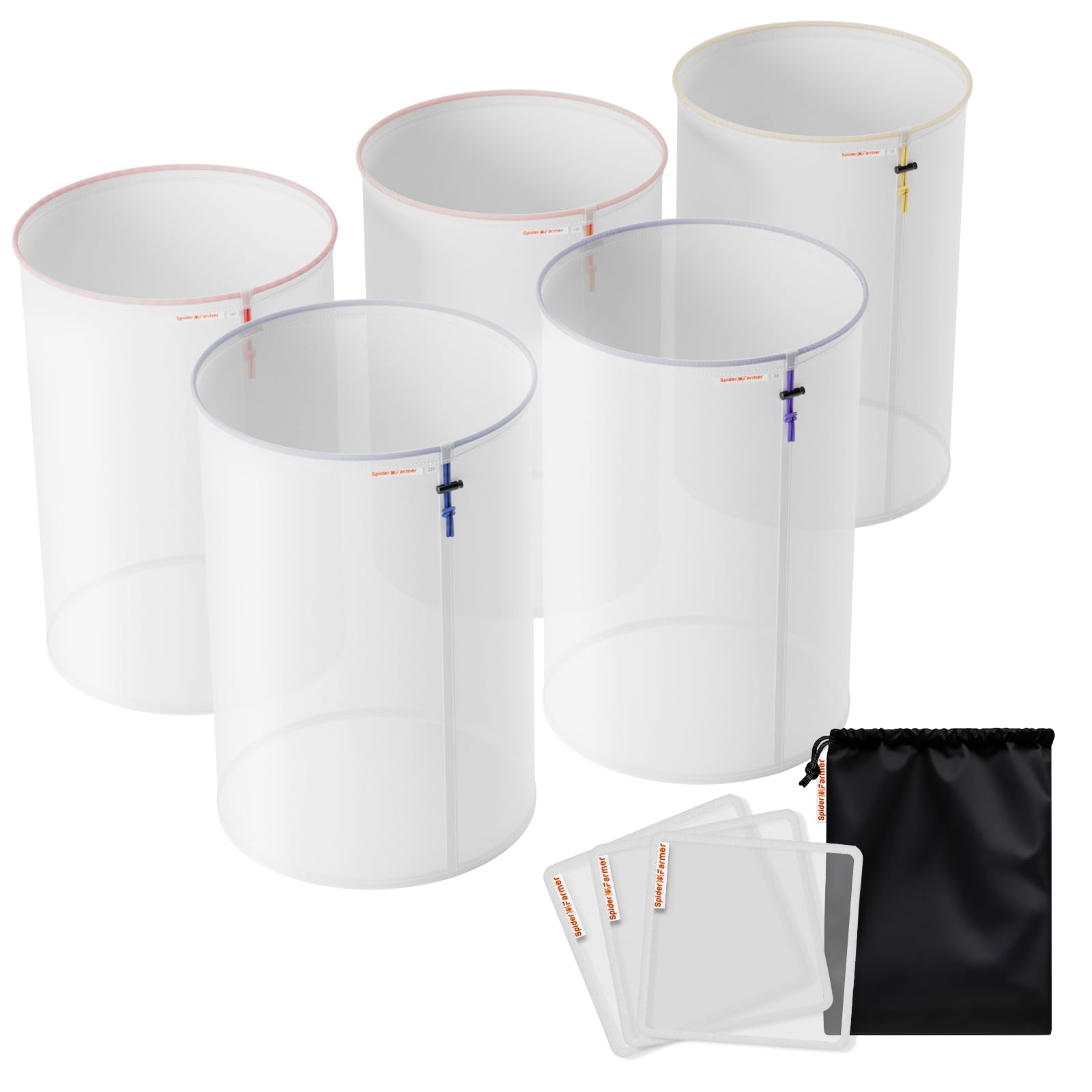 Spider Farmer Set di sacchetti a bolle d'aria in rete da 5 galloni con setaccio e borsa portaoggetti, sacchetti filtranti per estrazione e produzione di erbe (5 pezzi)