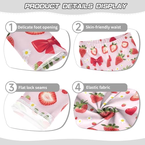 Strawberry with Daisy Girls Leggings Athletic Pants Tights Stretch Bottom3
