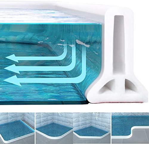 New Collapsible Threshold Water Dam -Bathroom Water Stopper Flood Shower Barrier Dry And Wet Separation Collapsible Shower Threshold (3 foot)