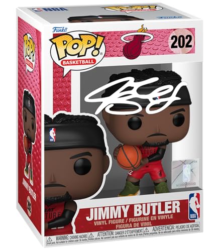 Jimmy Butler #202 2024 City Edition Uniform Facsimile Signed Reprint Laser Autographed Funko POP! Basketball NBA: Miami Heat Figurine with Protector Case
