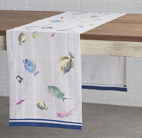 Maison D' Hermine Tablerunner 100% Cotton 14.50 Inch X 72 Inch Decorative Table Runner Table Runners For Gifts, Dining, Buffet Party & Wedding, Poisson (Single Layer) - Spring/Summer #TOP1