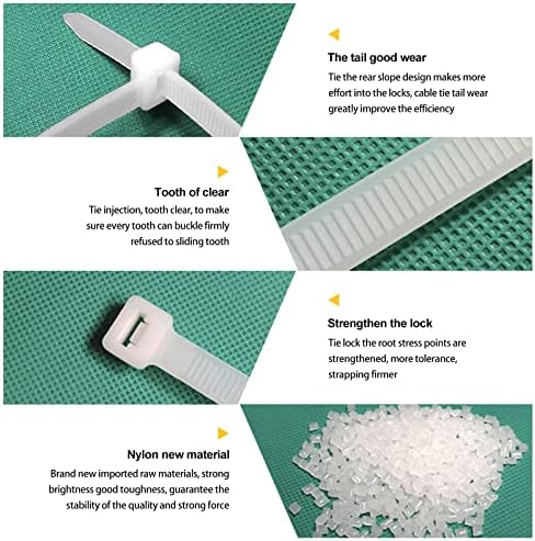 White Cable Ties, 200PCS Zip Ties Reusable Tie Wraps Nylon Small Cable Wire Tie Premium Self Locking for Home Garage Workshop - 200mm x 2.5mm
