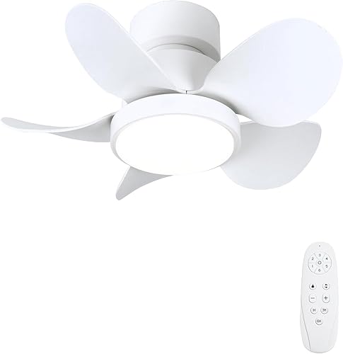 Ventilador de techo de 22 pulgadas con luces, ventilador de techo pequeño con montaje empotrado ligero, regulable, reversible, ventilador de techo