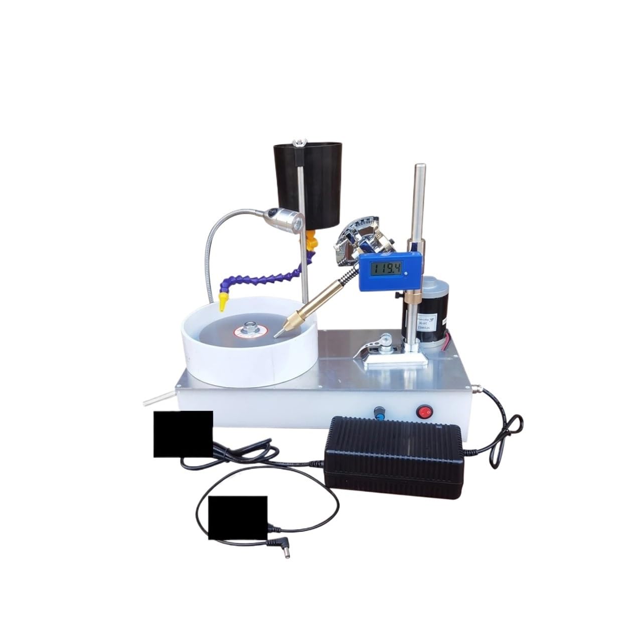JVDDI 2800RPM 120W Gemstone Grinding Faceting Machine Faceted Jewelry Polishing Machine Polisher Flat Grinder Lapidary Machine(Digital display)