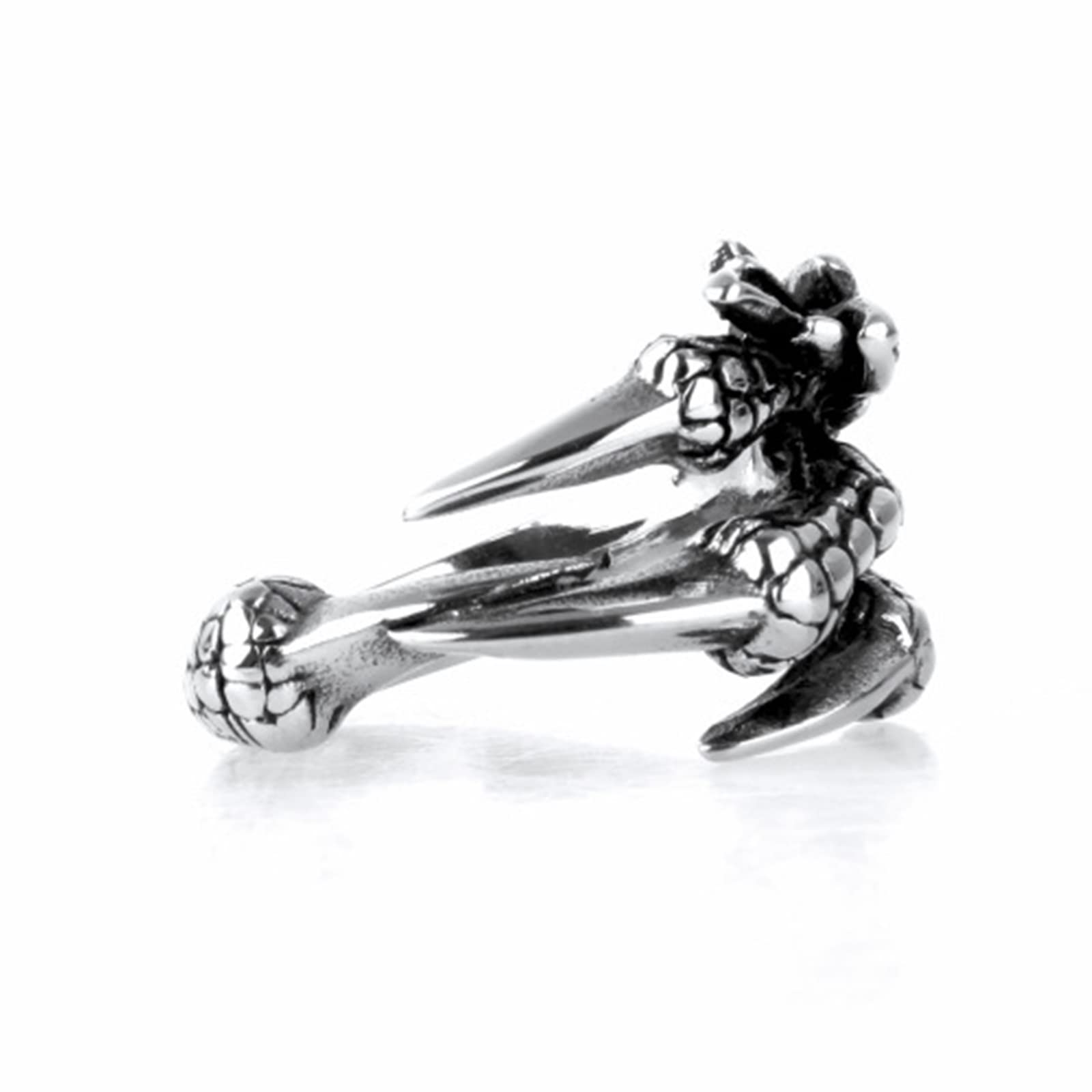 Anello in Acciaio per Uomo Anelli Uomo Fascia Larga Anello con Artiglio D'Aquila Punk Rock Anello Acciaio Argento Taglia 17 to 30