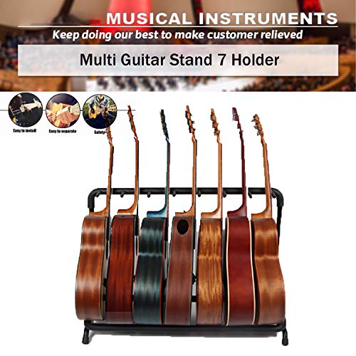 Folding Multi-Guitar Display Rack Guitar Stand Multi-Instrument Floor Stand Guitar Rack Holder Stand Accessories for Home or Studio - Keeps Musical Instruments Safe (7 Holder)
