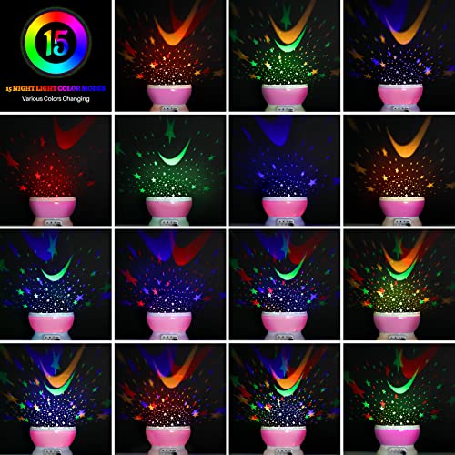 Night Light For Kids, Star Night Light Projector 360 Degree Rotation Kids Night Lights For Bedroom, 4 Led Bulbs 15 Light Color Changing With Usb Cable, Gifts For Nursery Room, Party, Birthday, Xmas #TOP2