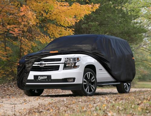 Image of Kayme 7 Layers SUV Car Cover Custom Fit for Chevrolet Chevy Tahoe (2007-2025) Waterproof All Weather for Automobiles, Outdoor Full Cover Rain Sun UV Protection.